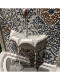 MARELIDA Gartendekoration<Gartenbrunnen Wand- und Standbrunnen H: 54cm in natur, blau