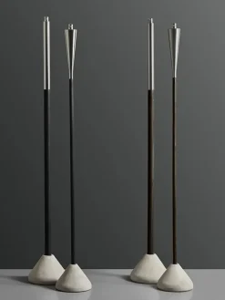 Blomus Gartendekoration<Gartenfackel mit Holzstab "Orchos" in Silber/ Braun - (H)151 cm