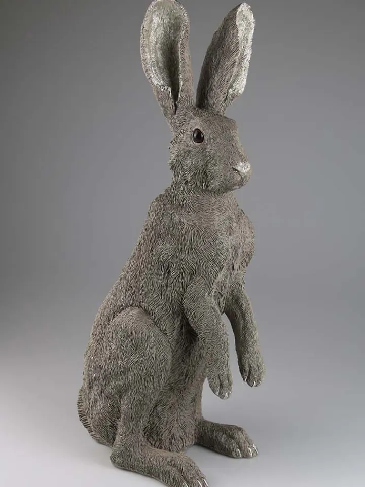 AM Design Gartendekoration<Gartenfigur ''Hase'' in Grau - (B)23,5 x (H)52 x (T)17 cm