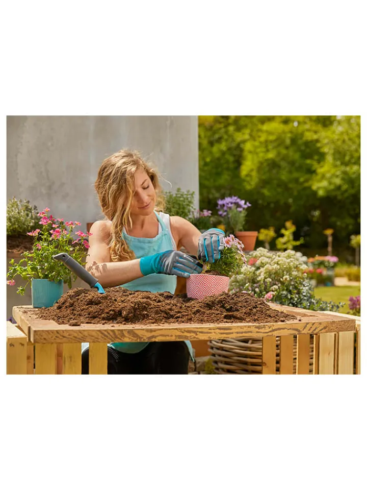 Gardena Gartendekoration<Gartenhandschuh in Türkis/ Grau - Größe M