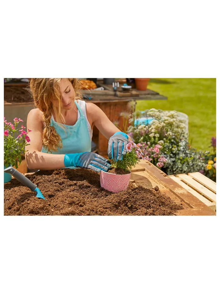 Gardena Gartendekoration<Gartenhandschuh in Türkis/ Grau - Größe L