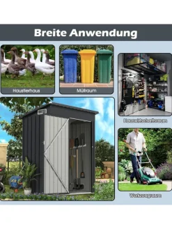 COSTWAY Pflanzen & Zubehör<Gartenhaus Metall 1,88 m³ Türgröße: 72,5x159cm in Grau