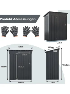 COSTWAY Pflanzen & Zubehör<Gartenhaus Metall 1,88 m³ Türgröße: 72,5x159cm in Grau