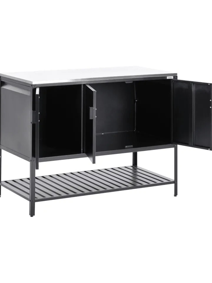 Beliani Gartenmöbel<Gartenküche MAENZA in Schwarz/Silber - (W) 120 x (H) 93 x (L) 60 cm