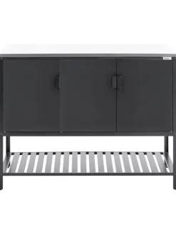 Beliani Gartenmöbel<Gartenküche MAENZA in Schwarz/Silber - (W) 120 x (H) 93 x (L) 60 cm