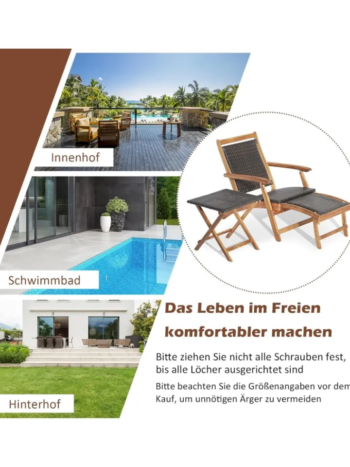 COSTWAY Gartenmöbel<Gartenliege in Braun