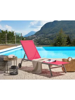 Beliani Gartenmöbel<Gartenliege LEVANZO in Rot/Schwarz - (W) 64 x (H) 96 x (L) 198 cm