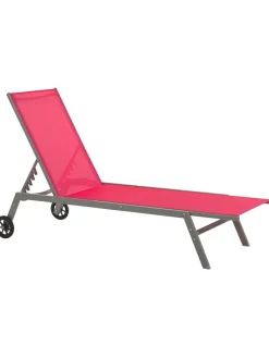 Beliani Gartenmöbel<Gartenliege LEVANZO in Rot/Schwarz - (W) 64 x (H) 96 x (L) 198 cm