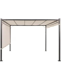 Beliani Gartenmöbel<Garten-Pergola PARGA in Beige/Schwarz - (W) 310 x (H) 215 x (L) 310 cm