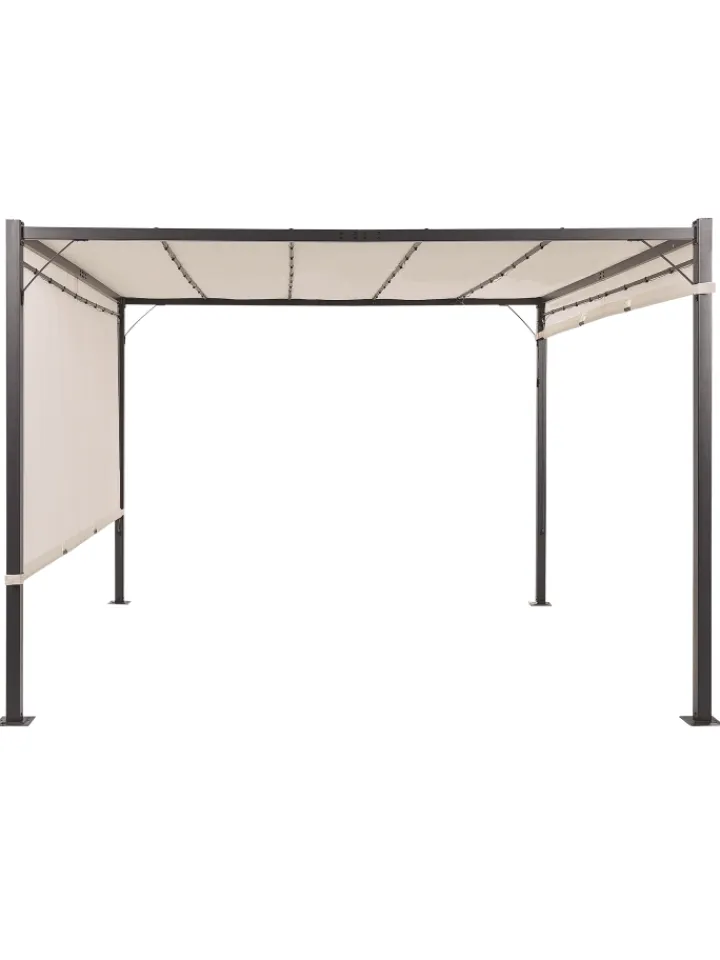 Beliani Gartenmöbel<Garten-Pergola PARGA in Beige/Schwarz - (W) 310 x (H) 215 x (L) 310 cm