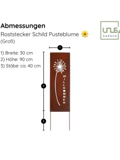 UNUS Gartendekoration<Gartenschild Rost Pusteblume in Braun
