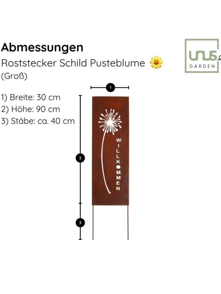 UNUS Gartendekoration<Gartenschild Rost Pusteblume in Braun