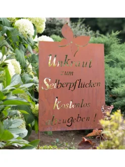 UNUS Gartendekoration<Gartenschild Rost Unkraut Spruch in Braun