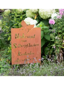 UNUS Gartendekoration<Gartenschild Rost Unkraut Spruch in Braun