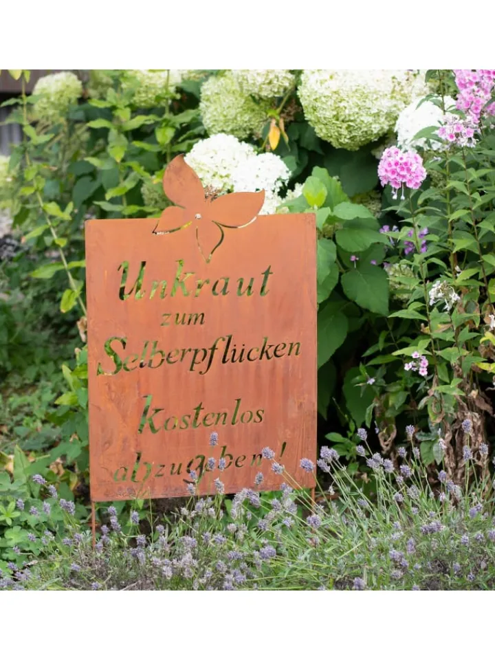 UNUS Gartendekoration<Gartenschild Rost Unkraut Spruch in Braun
