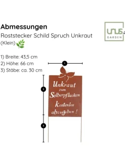 UNUS Gartendekoration<Gartenschild Rost Unkraut Spruch in Braun