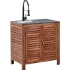 Beliani Gartenmöbel<Gartenschrank BRUCOLI in Braun/Grau/Schwarz - (W) 80 x (H) 83 x (L) 50 cm