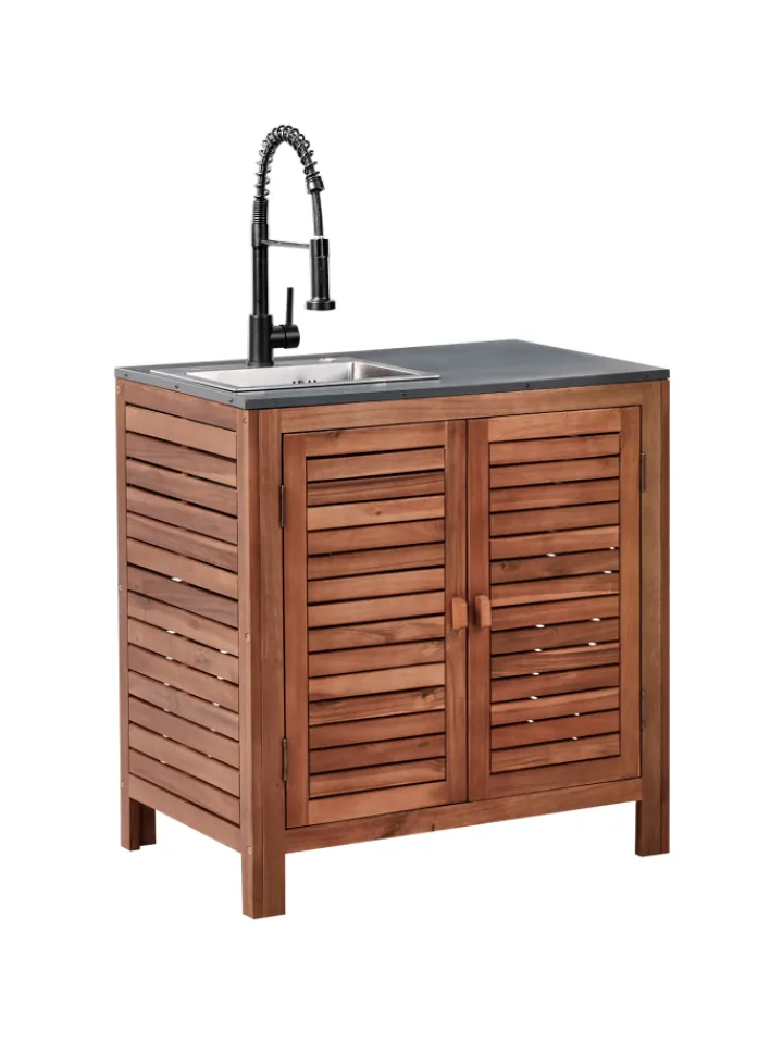 Beliani Gartenmöbel<Gartenschrank BRUCOLI in Braun/Grau/Schwarz - (W) 80 x (H) 83 x (L) 50 cm