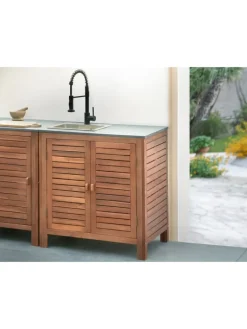 Beliani Gartenmöbel<Gartenschrank BRUCOLI in Braun/Grau/Schwarz - (W) 80 x (H) 83 x (L) 50 cm