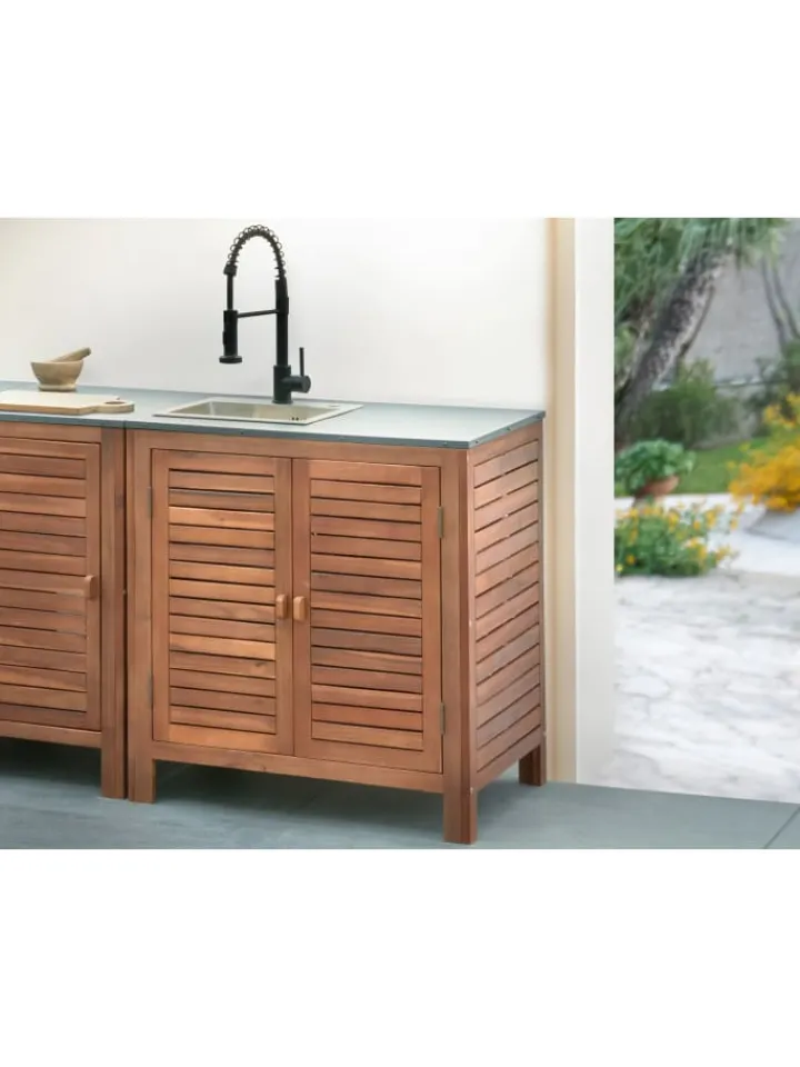 Beliani Gartenmöbel<Gartenschrank BRUCOLI in Braun/Grau/Schwarz - (W) 80 x (H) 83 x (L) 50 cm