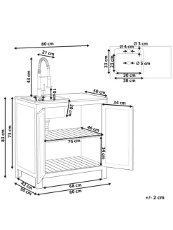 Beliani Gartenmöbel<Gartenschrank BRUCOLI in Braun/Grau/Schwarz - (W) 80 x (H) 83 x (L) 50 cm