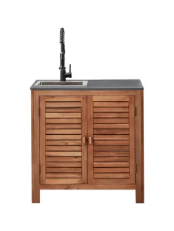 Beliani Gartenmöbel<Gartenschrank BRUCOLI in Braun/Grau/Schwarz - (W) 80 x (H) 83 x (L) 50 cm