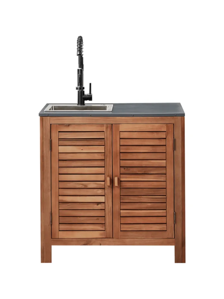 Beliani Gartenmöbel<Gartenschrank BRUCOLI in Braun/Grau/Schwarz - (W) 80 x (H) 83 x (L) 50 cm