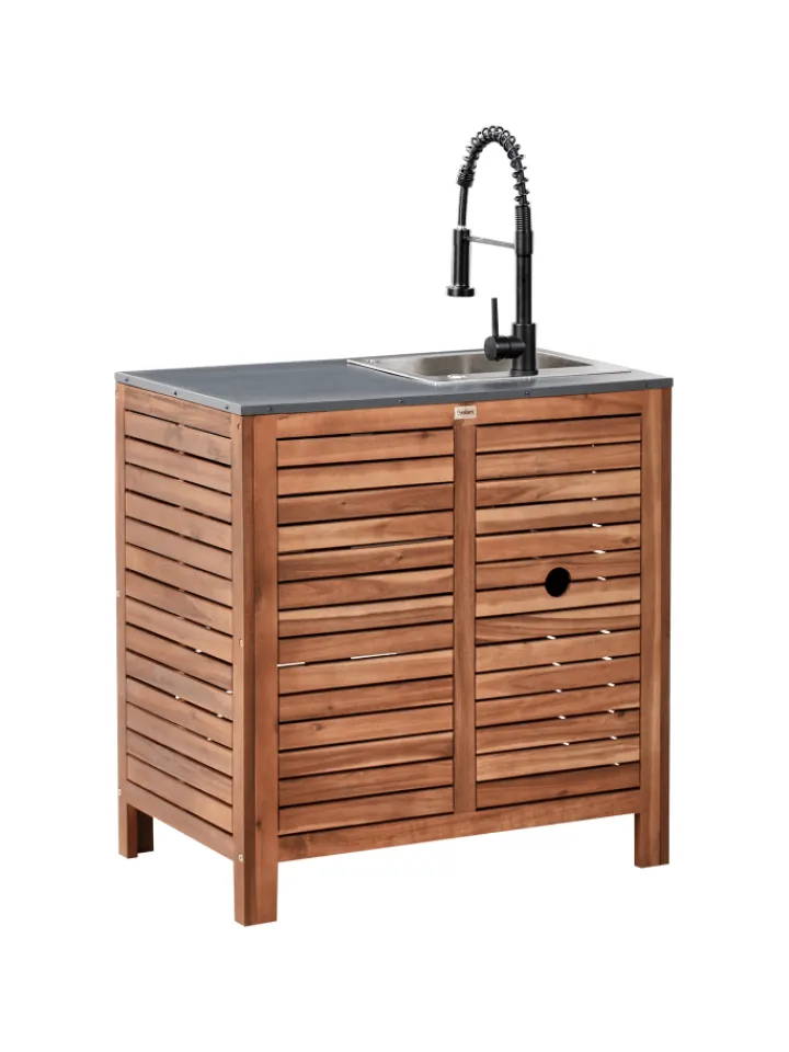 Beliani Gartenmöbel<Gartenschrank BRUCOLI in Braun/Grau/Schwarz - (W) 80 x (H) 83 x (L) 50 cm