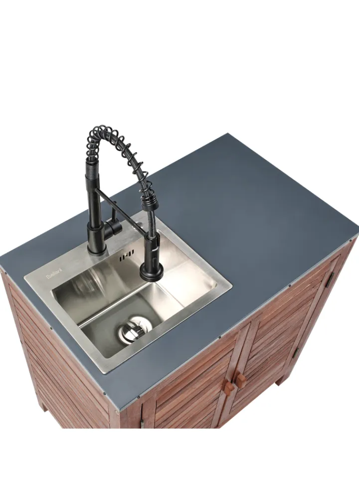 Beliani Gartenmöbel<Gartenschrank BRUCOLI in Braun/Grau/Schwarz - (W) 80 x (H) 83 x (L) 50 cm