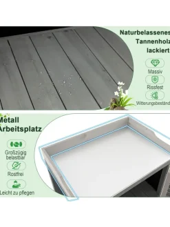 COSTWAY Gartendekoration<Gartenschrank Tannenholz 67x47x100cm in Grau