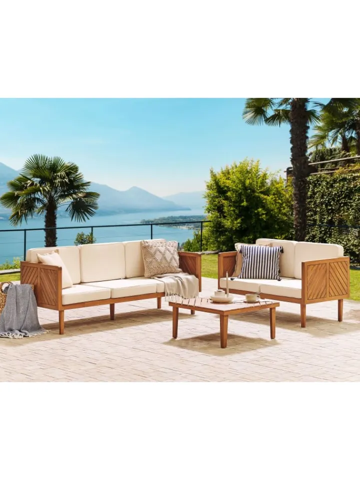 Beliani Gartenmöbel<Gartensofa BARATTI in Braun/Beige - (W) 179 x (H) 76 x (L) 65 cm