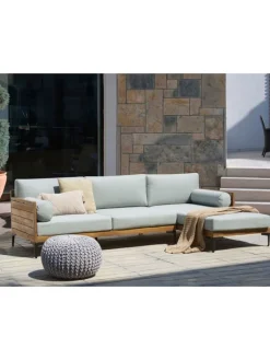 Beliani Gartenmöbel<Gartensofa CAVEZZO in Grau/Schwarz/Braun - (W) 254 x (H) 77 x (L) 150 cm