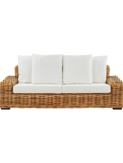 Beliani Gartenmöbel<Gartensofa FORLI in Braun/Weiß - (W) 218 x (H) 67 x (L) 94 cm