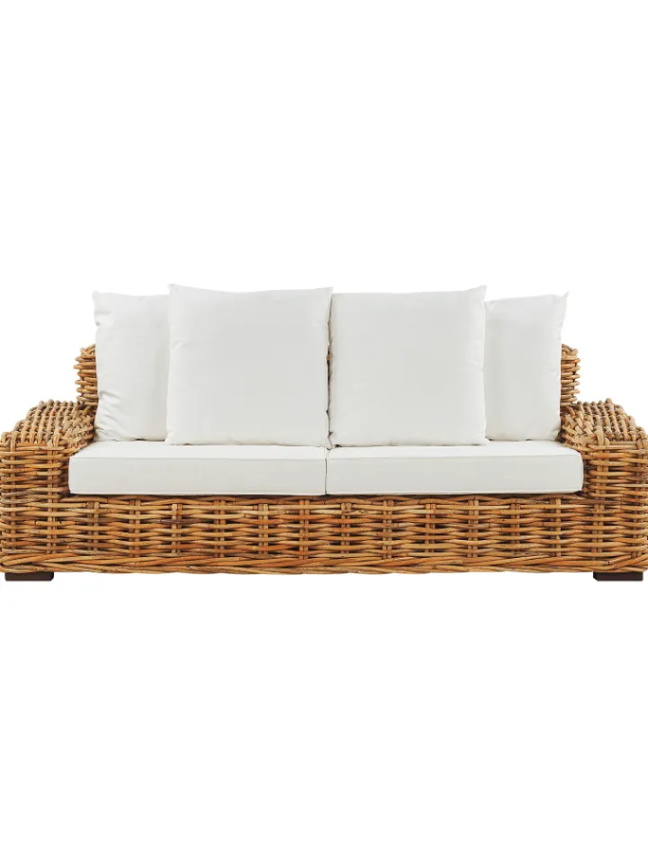 Beliani Gartenmöbel<Gartensofa FORLI in Braun/Weiß - (W) 218 x (H) 67 x (L) 94 cm