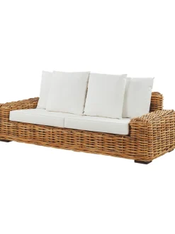 Beliani Gartenmöbel<Gartensofa FORLI in Braun/Weiß - (W) 218 x (H) 67 x (L) 94 cm