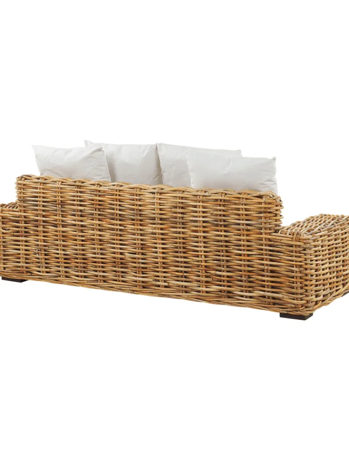 Beliani Gartenmöbel<Gartensofa FORLI in Braun/Weiß - (W) 218 x (H) 67 x (L) 94 cm