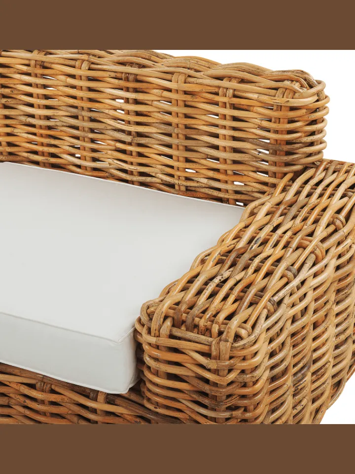 Beliani Gartenmöbel<Gartensofa FORLI in Braun/Weiß - (W) 218 x (H) 67 x (L) 94 cm