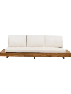 Beliani Gartenmöbel<Gartensofa MARETTIMO in Braun/Weiß - (W) 230 x (H) 70 x (L) 68 cm