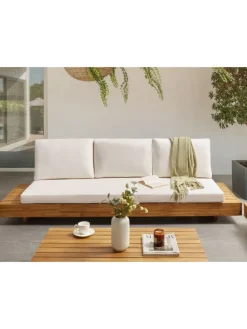 Beliani Gartenmöbel<Gartensofa MARETTIMO in Braun/Weiß - (W) 230 x (H) 70 x (L) 68 cm