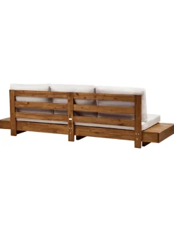 Beliani Gartenmöbel<Gartensofa MARETTIMO in Braun/Weiß - (W) 230 x (H) 70 x (L) 68 cm