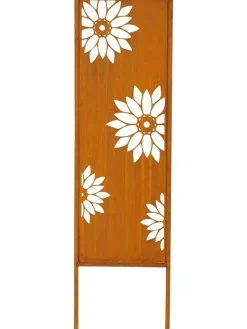POSIWIO Gartendekoration|Gartendekoration<Gartenstab "Blumen" in Rost - (B)22 x (H)83,5 cm