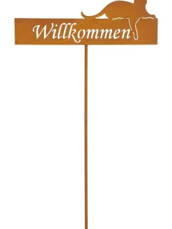 POSIWIO Gartendekoration|Gartendekoration<Gartenstab "Katze" in Hellbraun - (H)97 cm