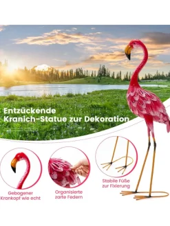 COSTWAY Gartendekoration<Gartenstatuen 2er Set in Rosa