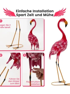 COSTWAY Gartendekoration<Gartenstatuen 2er Set in Rosa