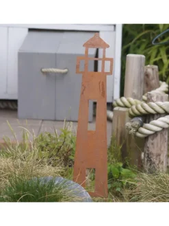 UNUS Gartendekoration<Gartenstecker Rost Leuchtturm in Braun