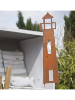 UNUS Gartendekoration<Gartenstecker Rost Leuchtturm in Braun