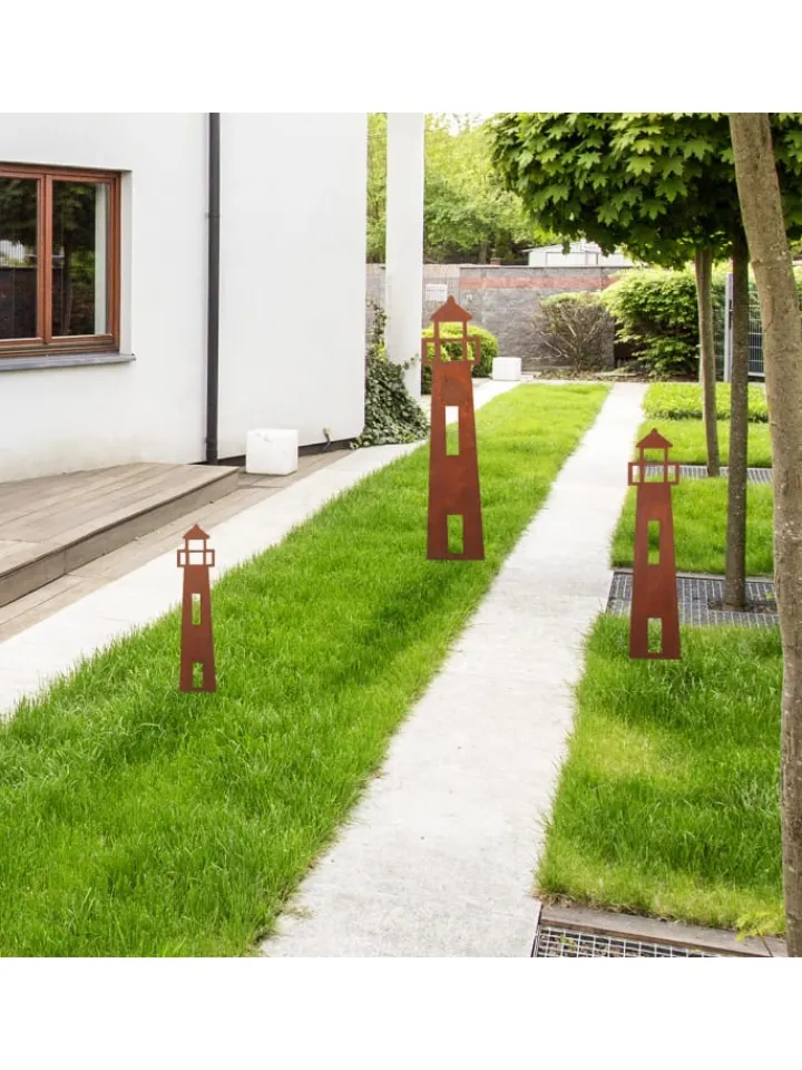 UNUS Gartendekoration<Gartenstecker Rost Leuchtturm in Braun