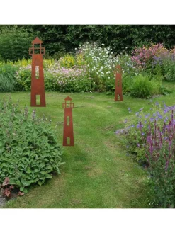 UNUS Gartendekoration<Gartenstecker Rost Leuchtturm in Braun