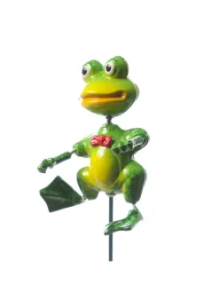 MARELIDA Gartendekoration<Gartenstecker Wackel Frosch Quaki Pflanzenstecker H. 54cm in grün
