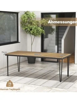 COSTWAY Gartenmöbel<Gartentisch Akazienholz 200cm in Braun